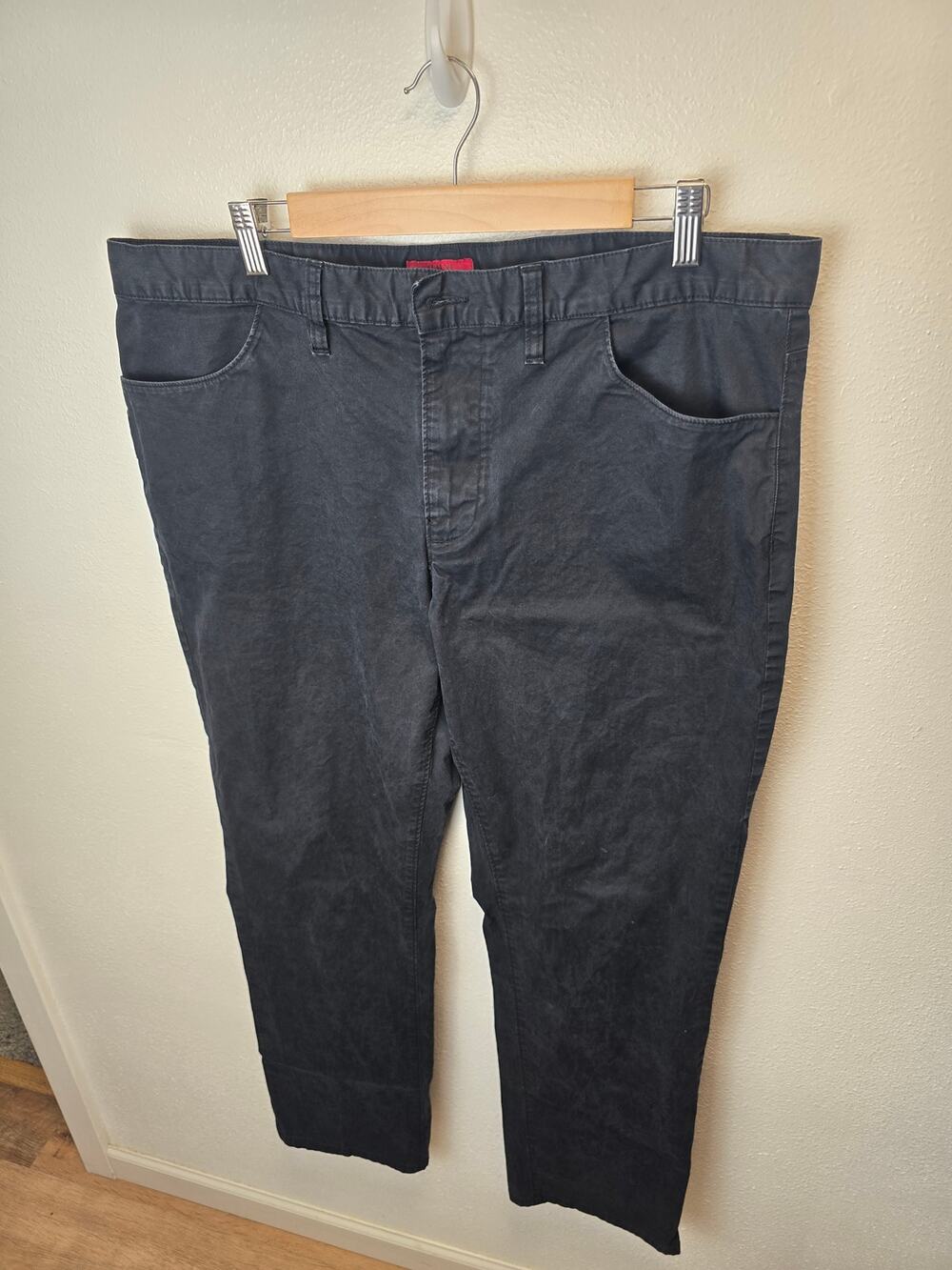 Alfani Mens 38x32 Slim Fit Stretch Pants Black Charcoal